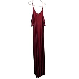 Grecerelle Burgundy Cold Shoulder Maxi Dress L